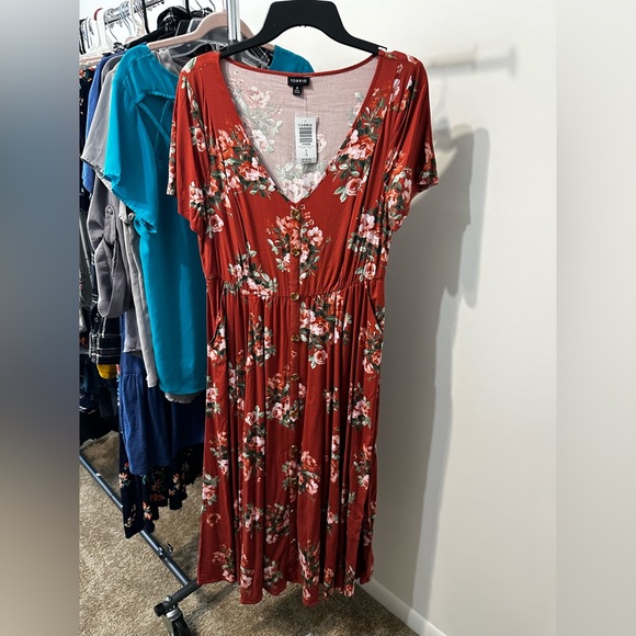 Mini Challis button front floral dress - Picture 2 of 6